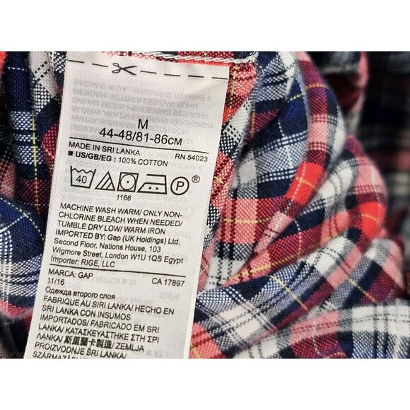 Gap Men's Shirt Size Medium Red Blue Plaid Long Sleeve Button Down Top - Picture 8 of 9